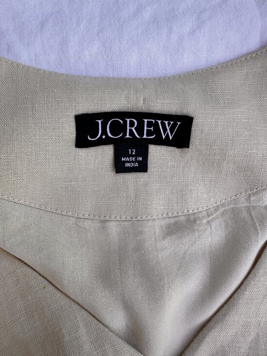 J.Crew Linen Button-front Fitted Vest | Natural-Tan | Sz-12 | Very Good Condit - Picture 7 of 12